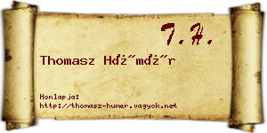 Thomasz Hümér névjegykártya